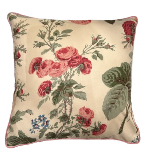 Bailey Rose Pink and Cream Cowtan & Tout Chintz 15 x 15 Decorative Pillow