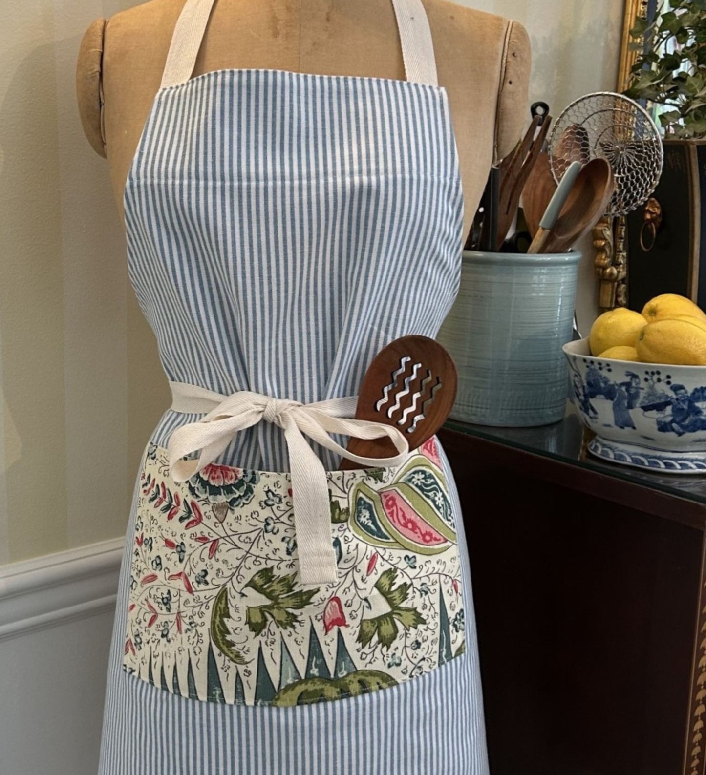 Ticking Stripe Apron - Your Choice of Print