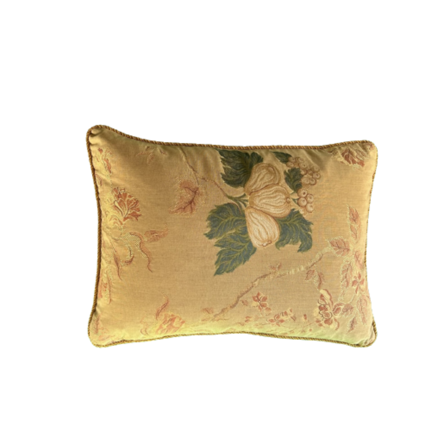 Vintage Golden Silk Pears Decorative 16 x 22 Pillow with Down/Feather Insert