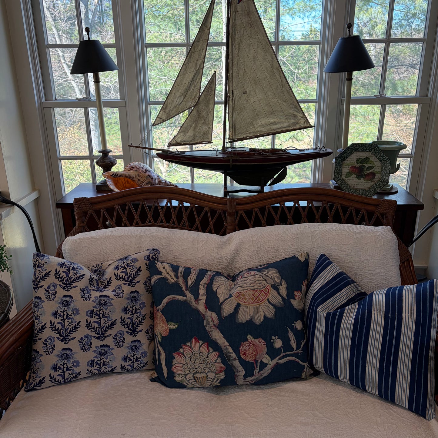 Robshaw Cabana Azure Blue Stripe 16 x 20 Decorative Pillow with Down/Feather Insert