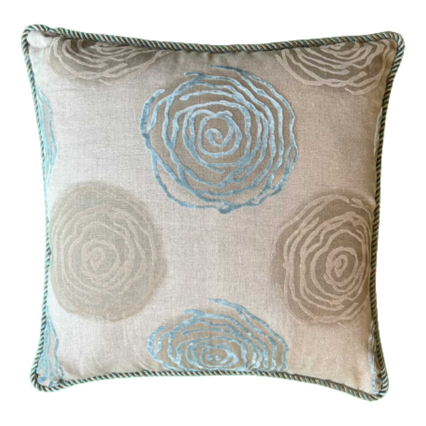 William Yeoward Linen and Velvet 25 x 25 Square Decorative Designer Pillow Front with Down Feather Insert