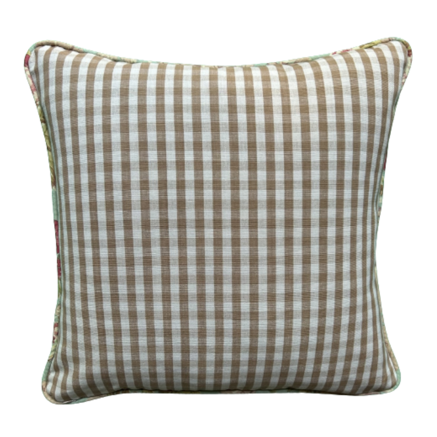 Wynwood Hand Printed Aqua Floral Square 18 x 18 Decorative Pillow with Down Feather Insert