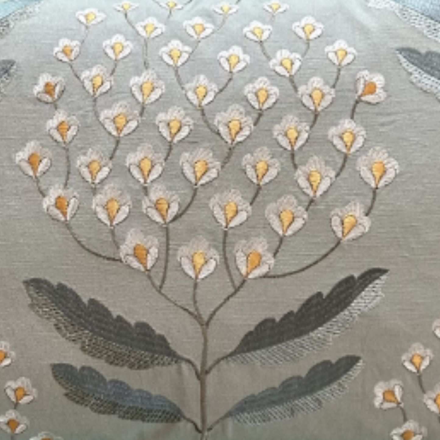 Bellis Fern Embroidery for British National Trust 14 x 20 Decorative Pillow with Down Feather Insert
