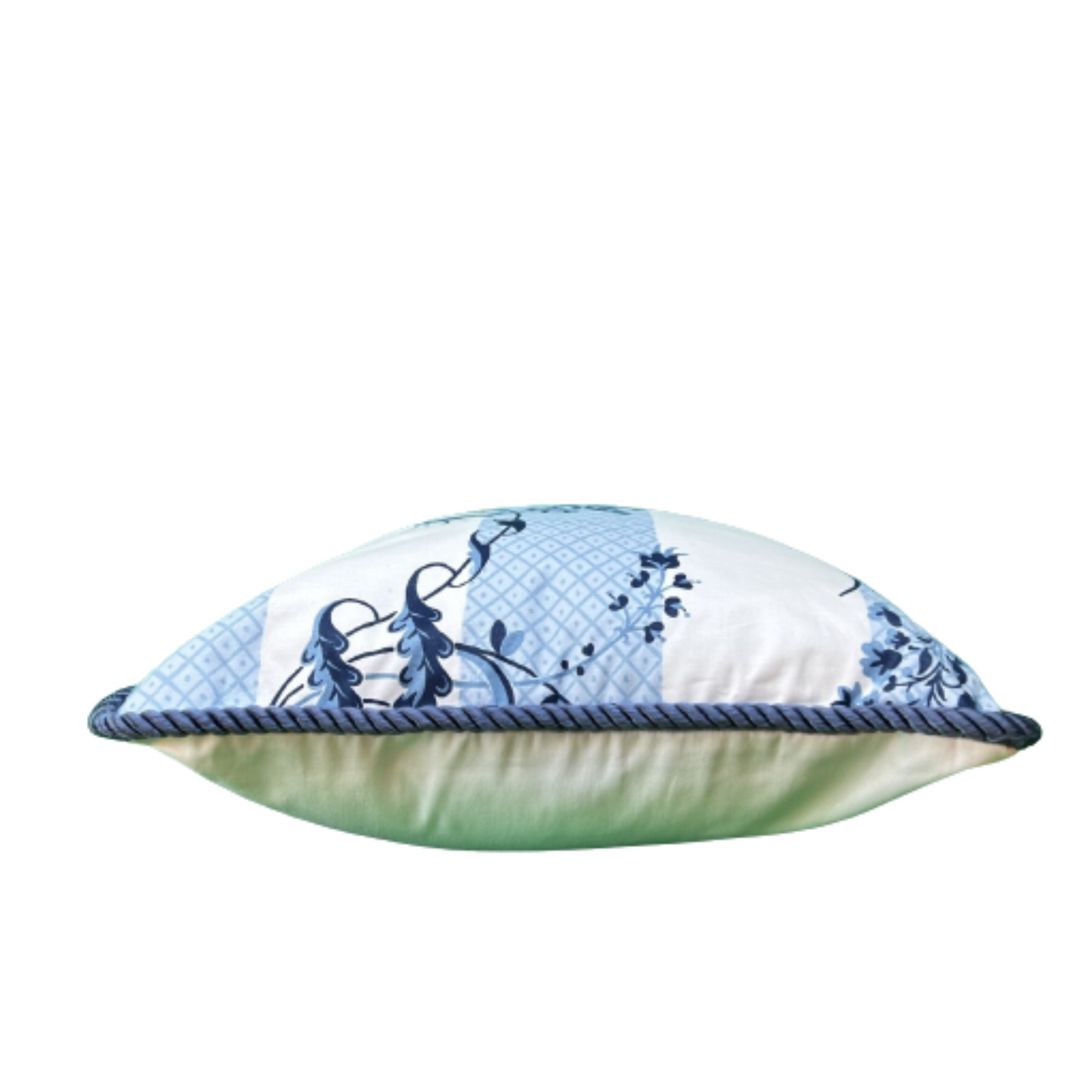 Bagatelle Pillow Front Serene Blue and White Trellis and Vine Stripe Decorative Toss Pillow 15 X 15 Square with Down Feather Insert