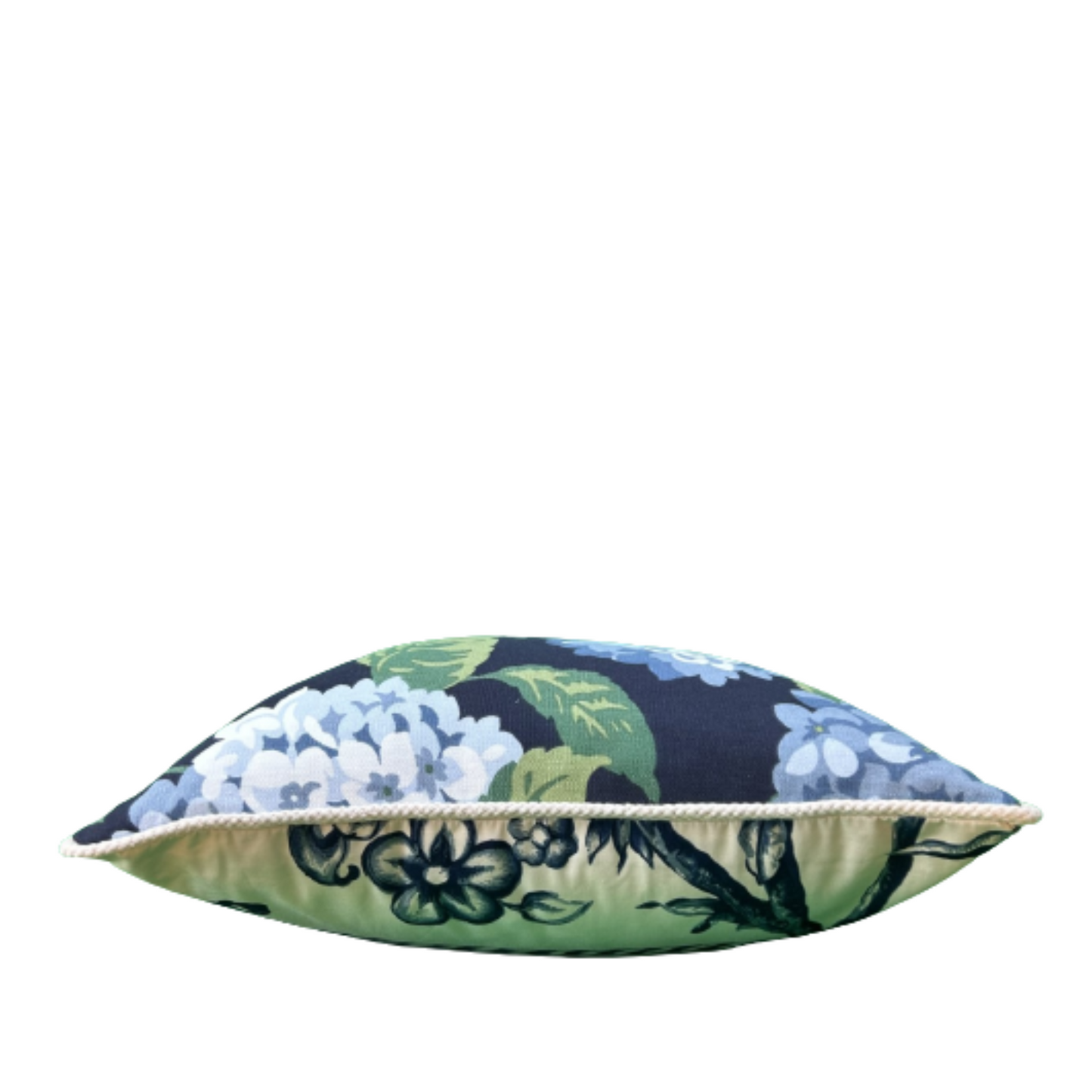 Summer Wind Midnight Hydrangea and Toile 16 X 16 Square Designer Pillow Sides with Down Feather Insert