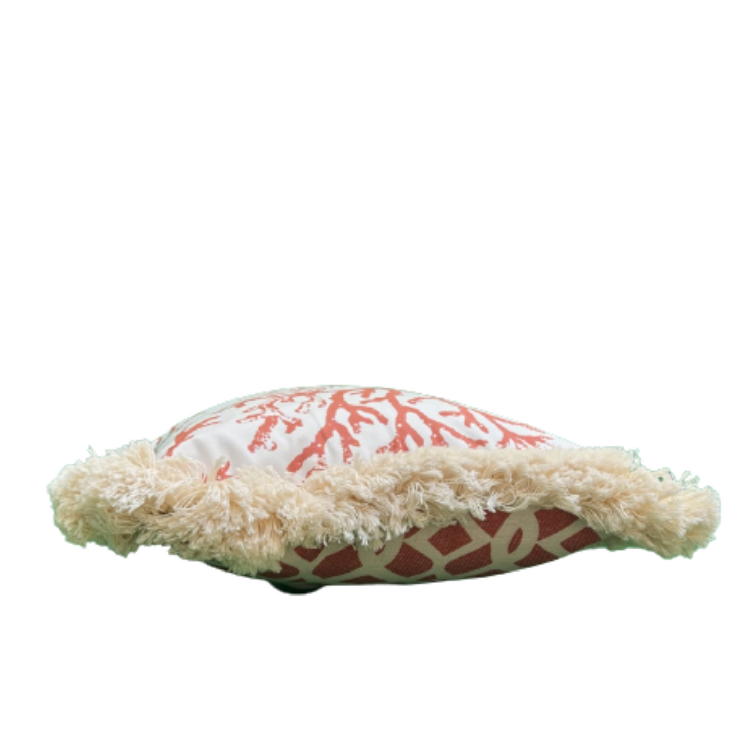 Dramatic Natural Coral Italian Cotton Print 16 x 16 Designer Pillow with Down Feather Insert