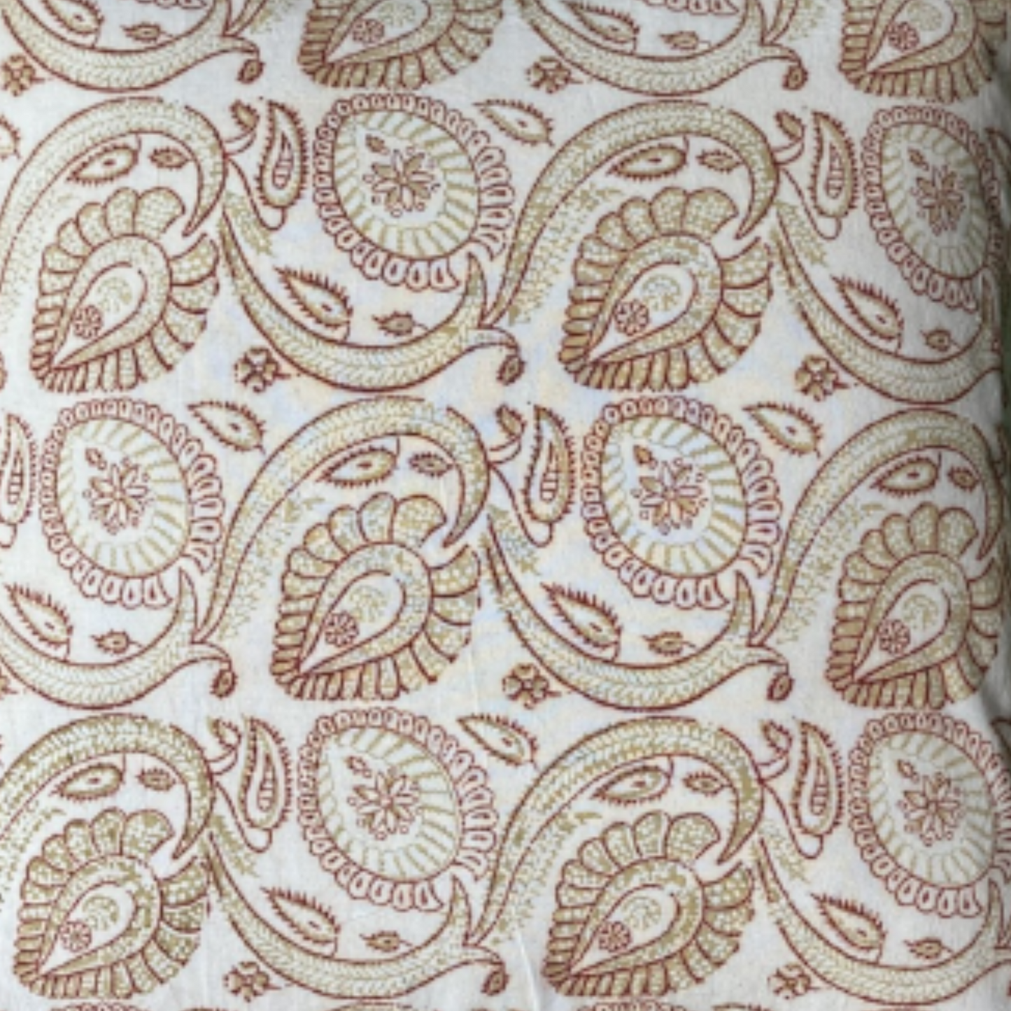 Paisley Hand Block Print Indiennes Pillow 20 X 20 Square Decorative Pillow with Down Feather Insert