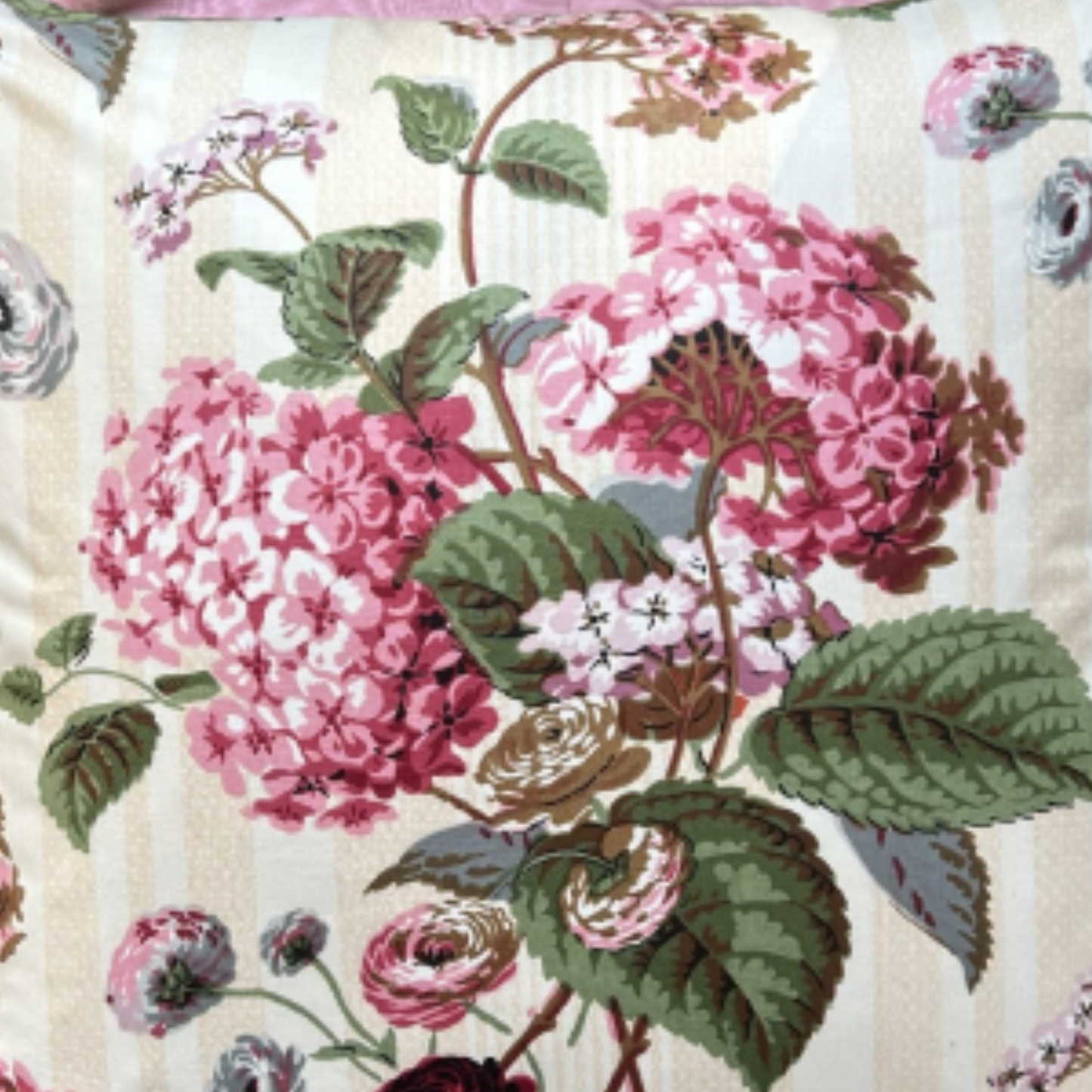 Colefax Pink Hydrangea 20 x 20 Square Decorative Pillow with Down Feather Insert