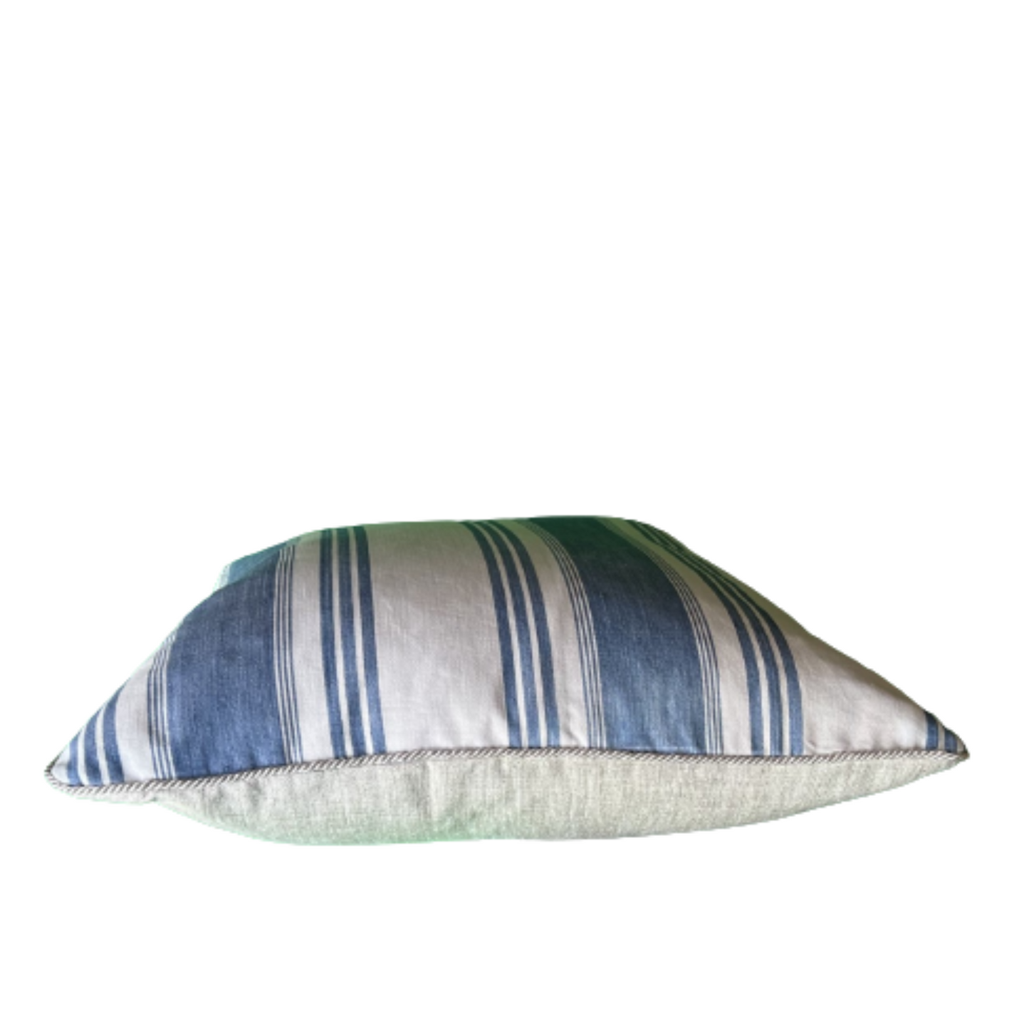 Antique Denim Blue Ticking Stripe 19x19 Decorative Pillow with Down Feather Insert