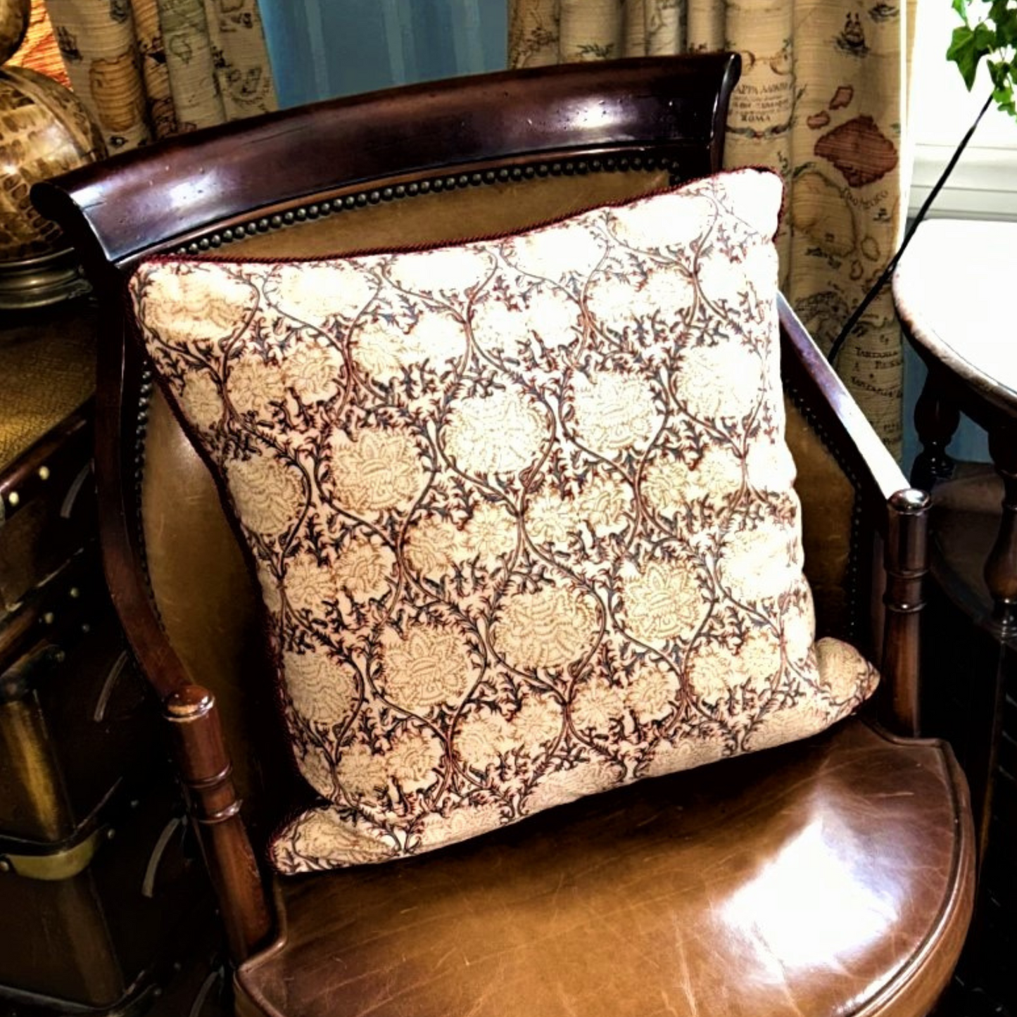 Priya Les Indiennes 20 x 20 Decorative Pillow with Down Feather Insert