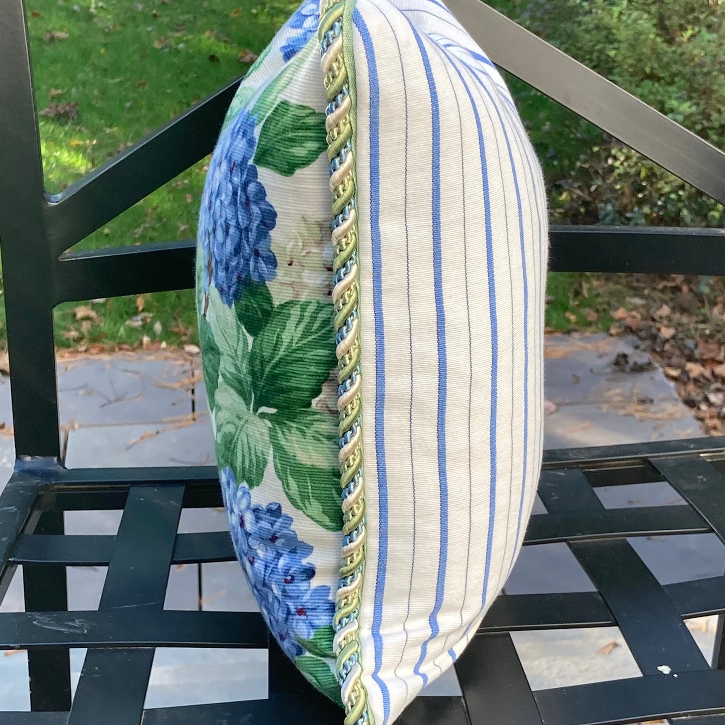 Vintage Scalamandre Ivy and Hydrangea 15 x 15 Square Decorative Pillow with Down Feather Insert