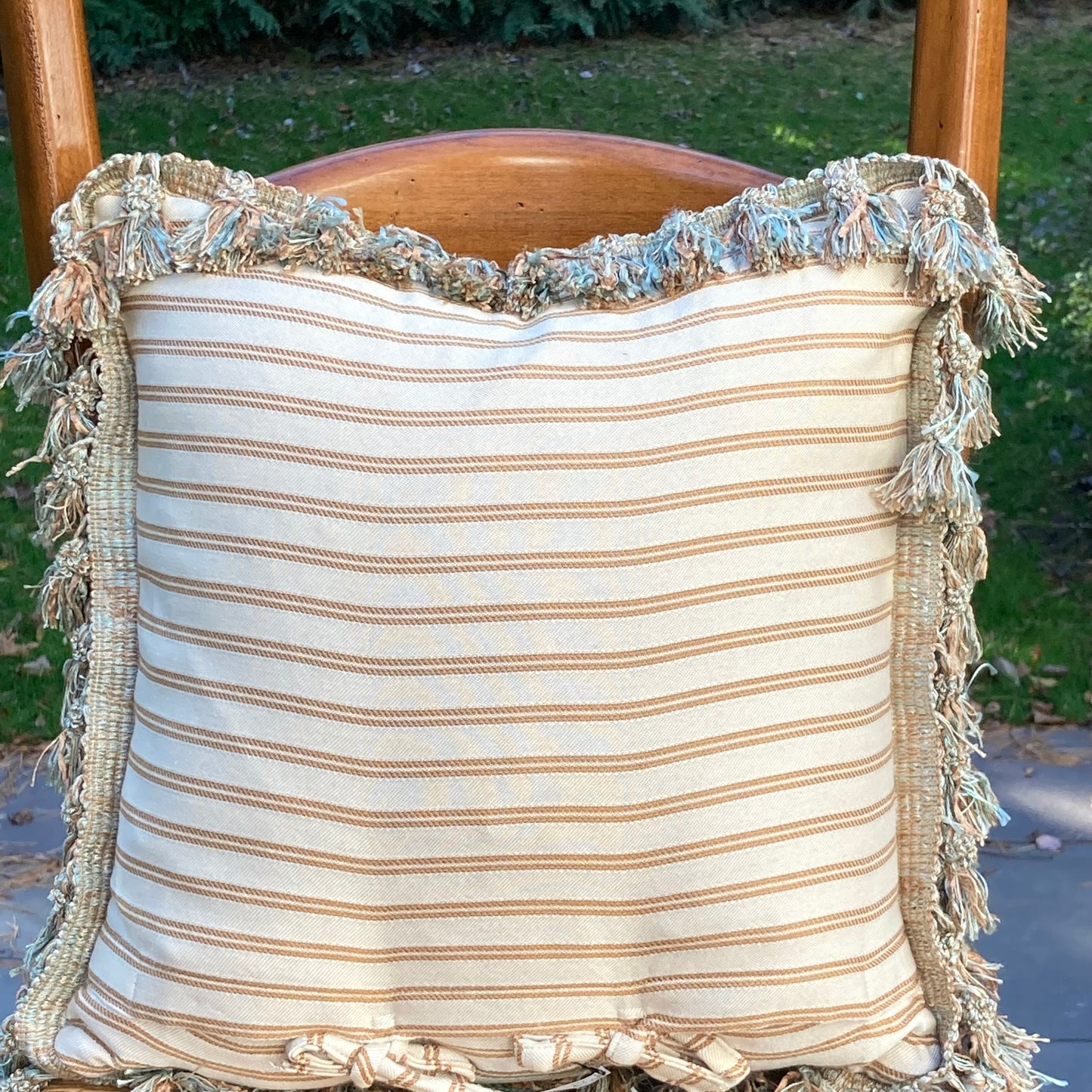 Vintage Old World Hand Printed Roses 16 X 16 Square Designer Pillow with Down Feather Insert
