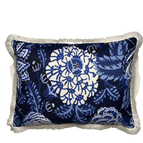 Mitford Blue and White 17 X 23 Rectangle Lumbar Designer Pillow with Down Feather Insert