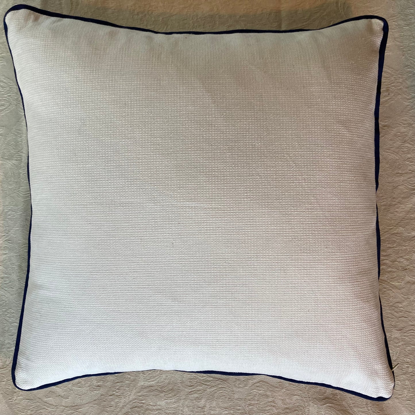 Paradise Chinoiserie Blue & White Toile 20 x 20 Square Decorative Pillow with Down Feather Insert