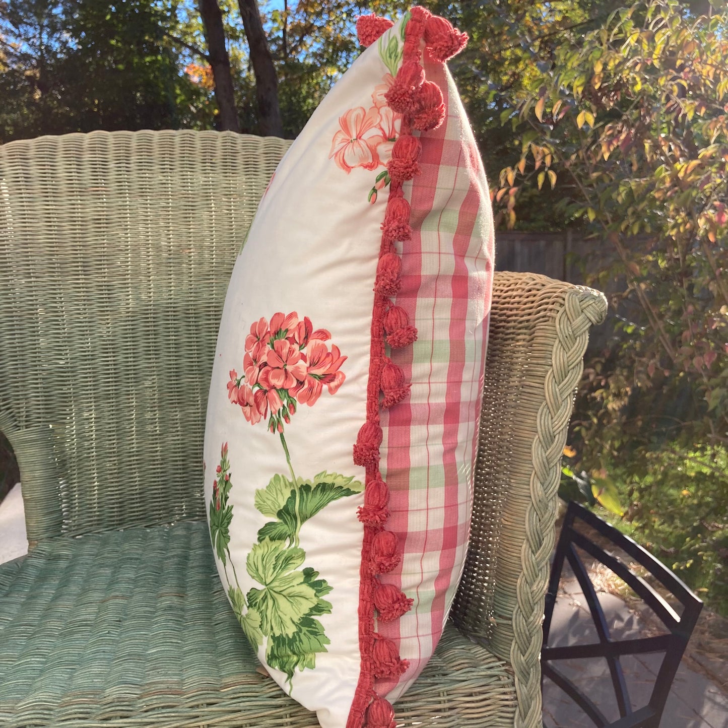 Red Geranium 22 x 22 Inches Decorative Designer Pillow Sides with Down Feather Insert