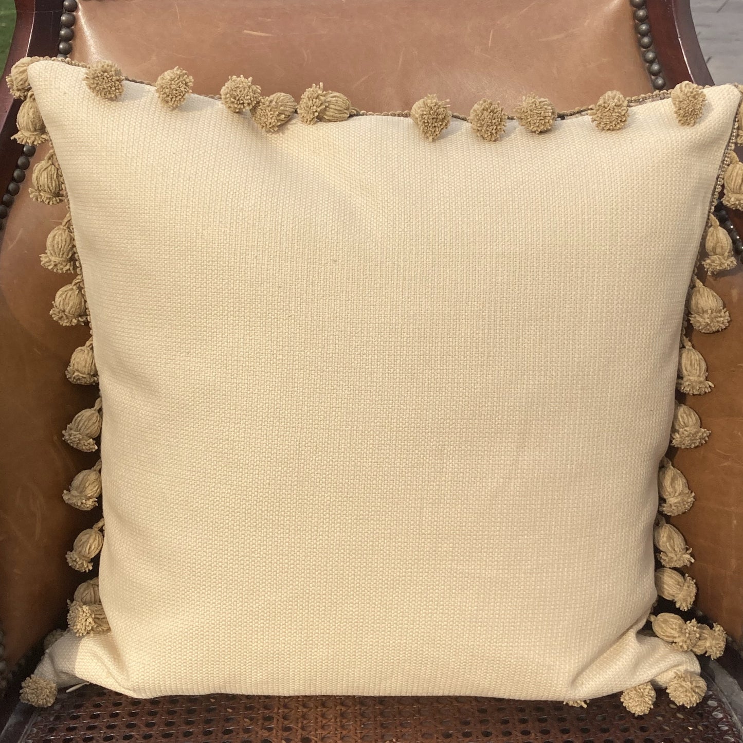 Bosphorus Batik Linen 19 x 19 Square Decorative Pillow Back with Down Feather Insert
