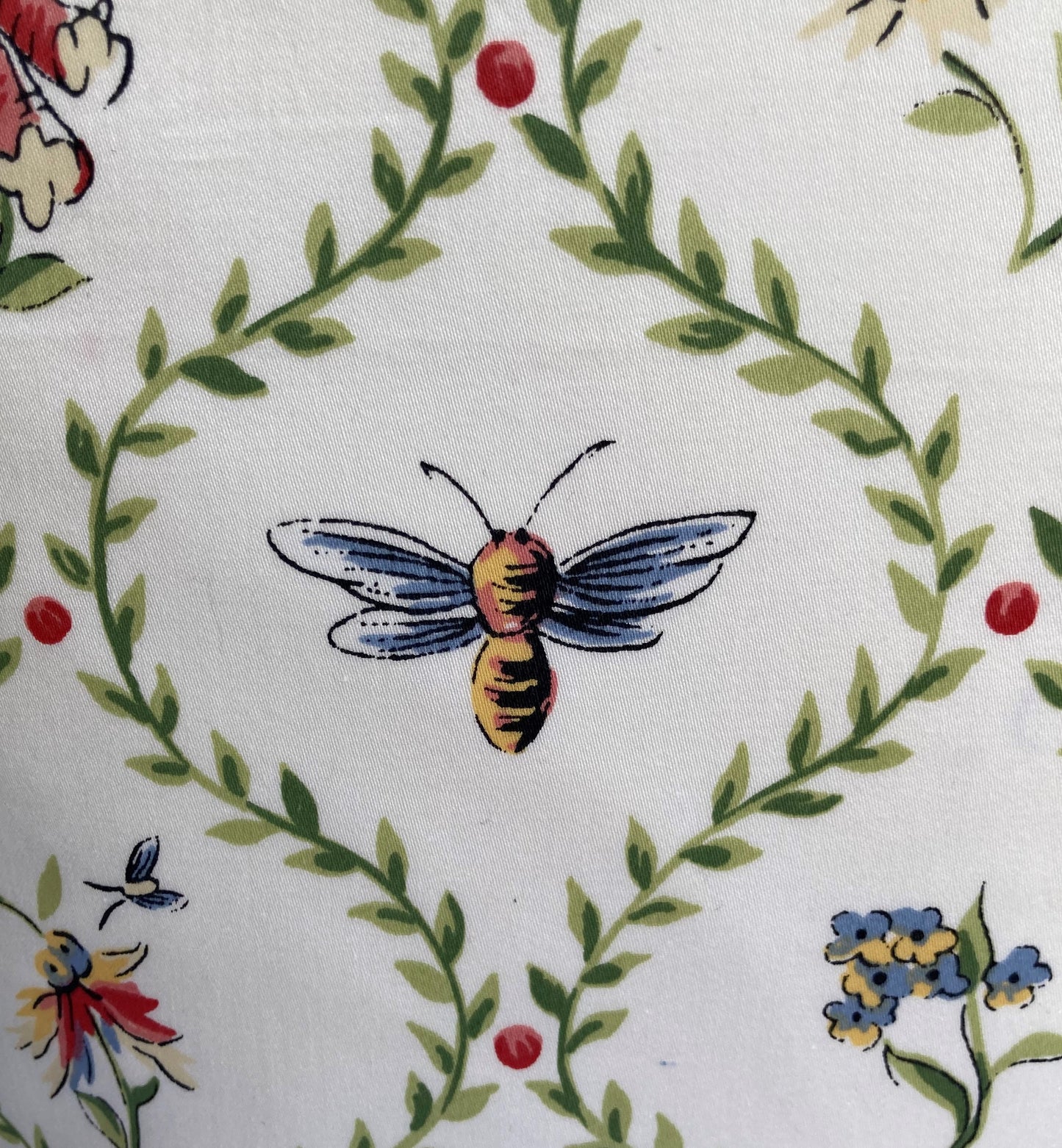 Charming Pink and Green Garden Bugs 24 x 24 Square Designer Pillow Detail with Down Feather Insert