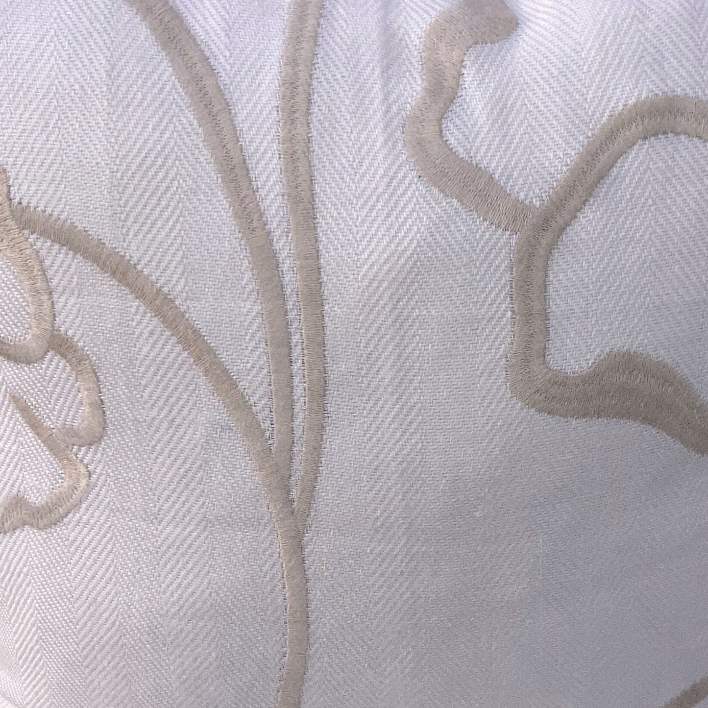 Flore Embroidered Contemporary Neutral 16 X 16 Square Designer Manuel Canovas Pillow with Down Feather Insert