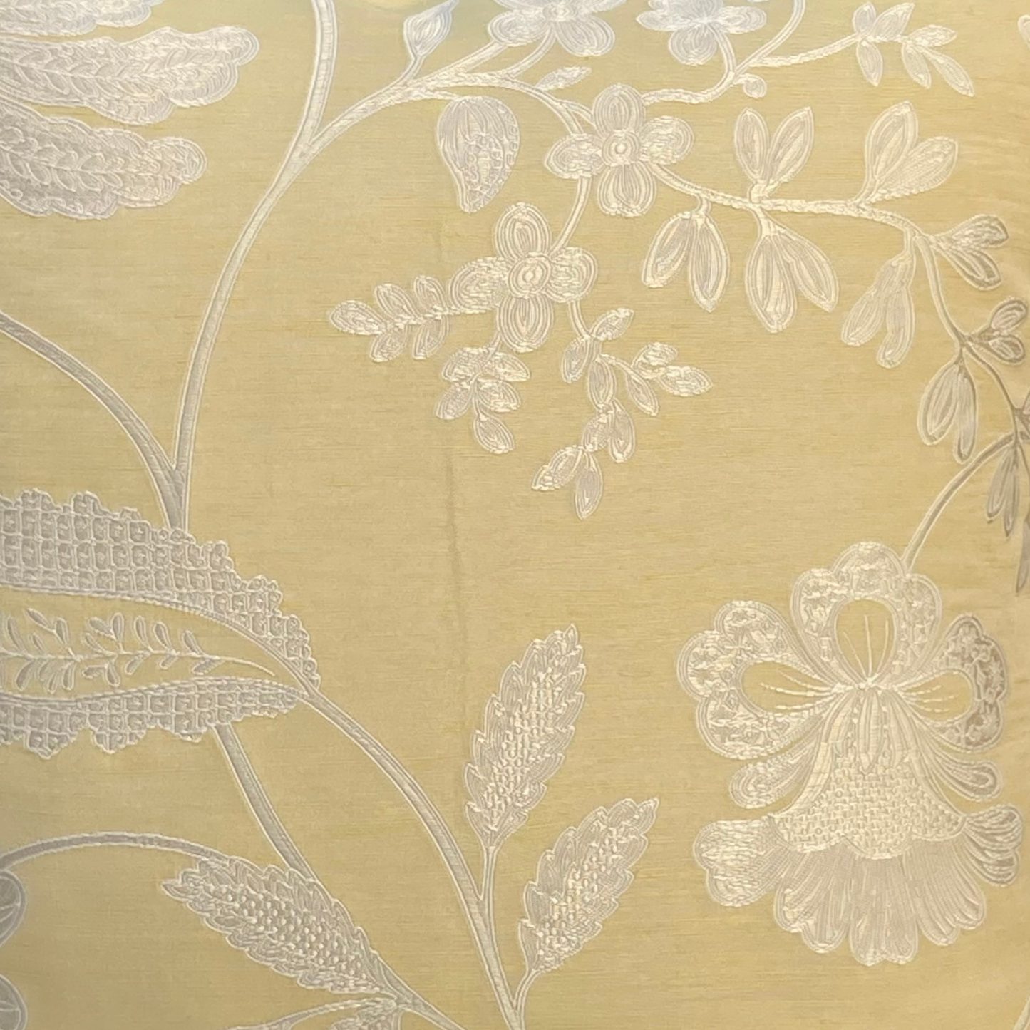 Camille Delicate Wildflowers on Silk 16 X 16 Square Designer Pillow with Down Feather Insert