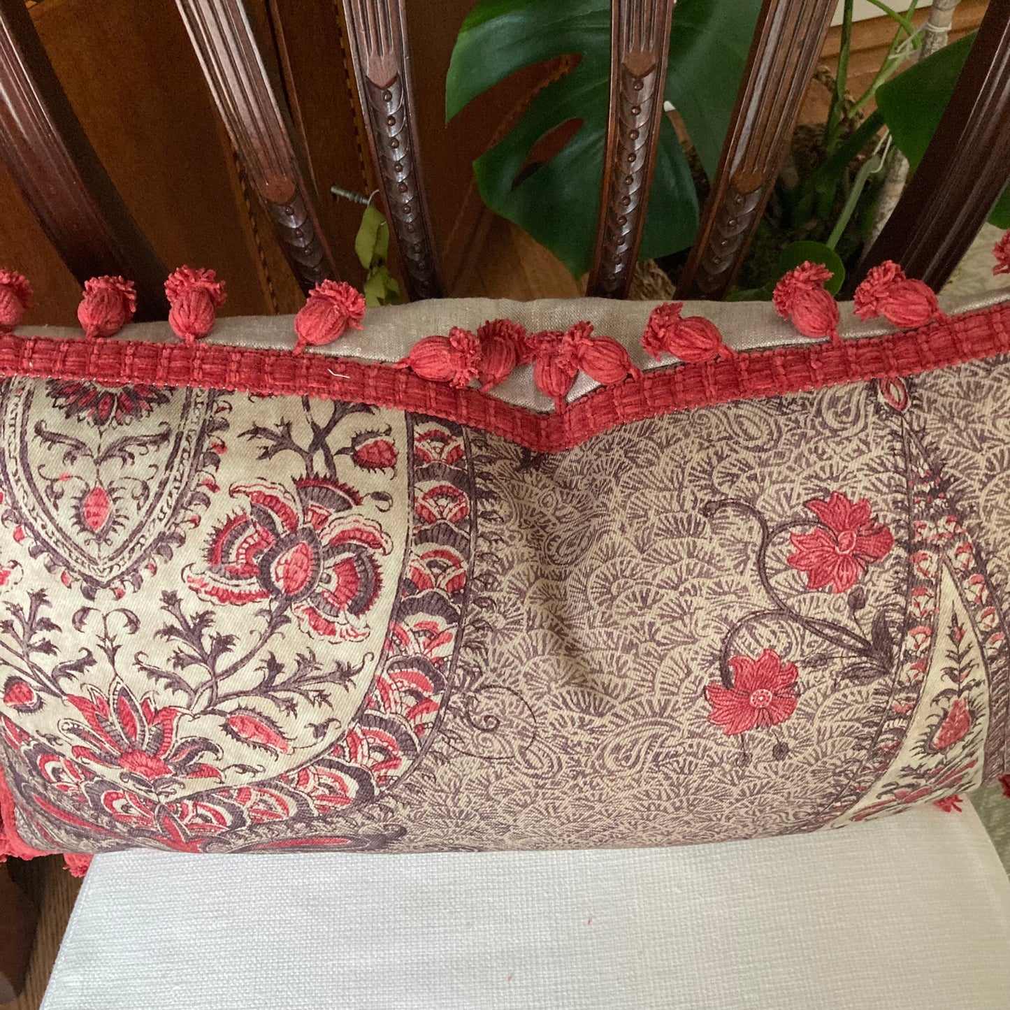 Koyari Crimson Wool Paisley from Zoffany 14 X 26 Rectangle Decorative Pillow with Down Feather Insert