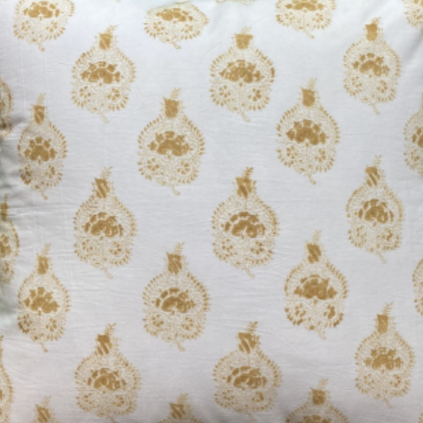 Pomegranate Hand Block Dijon Yellow Print Indiennes Pillow 20 X 20 Square Decorative Pillow with Down Feather Insert