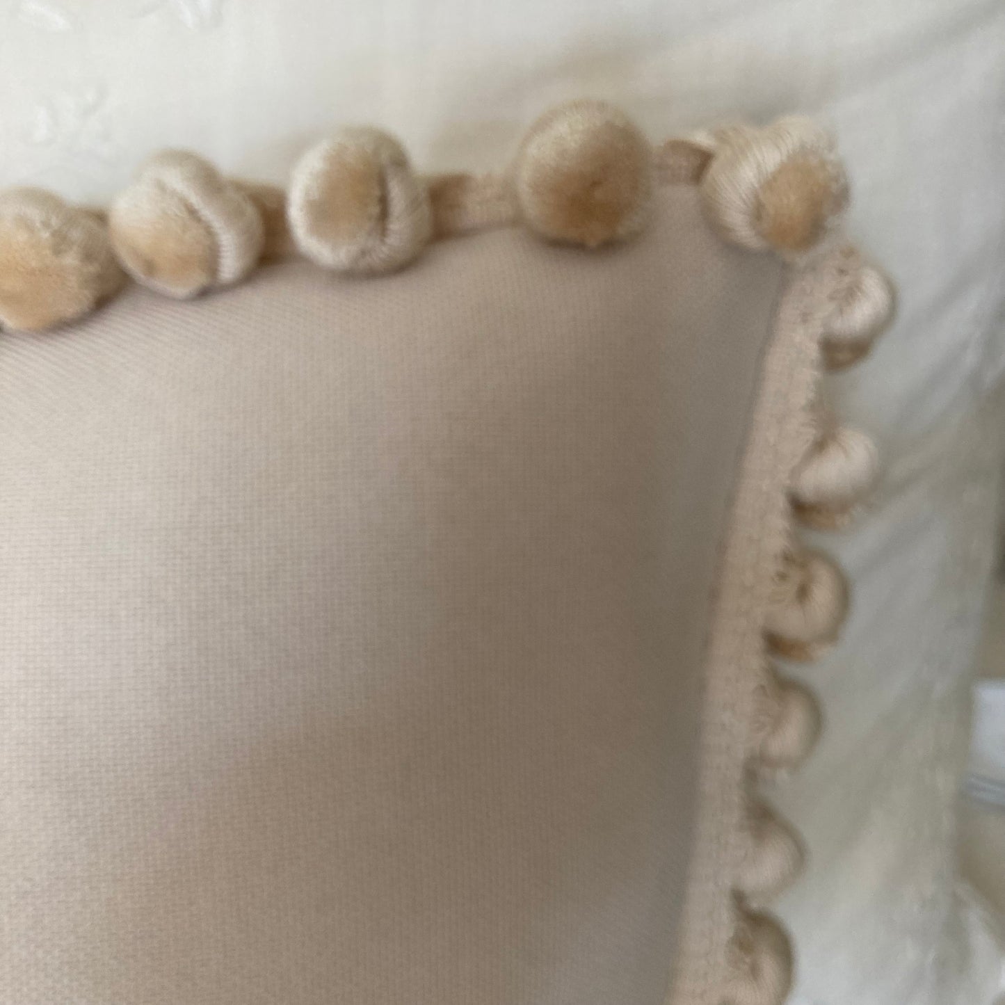 Flore Embroidered Contemporary Neutral 16 X 16 Square Designer Manuel Canovas Pillow Trim with Down Feather
