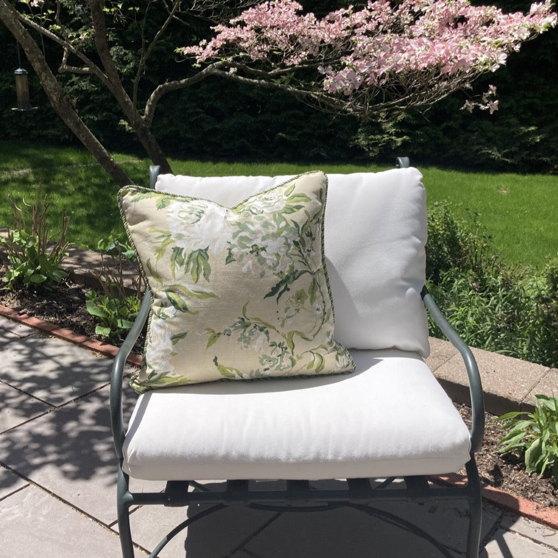 Wrentham Peonies 20 x 20 Square Decorative Designer Pillow with Down Feather Insert