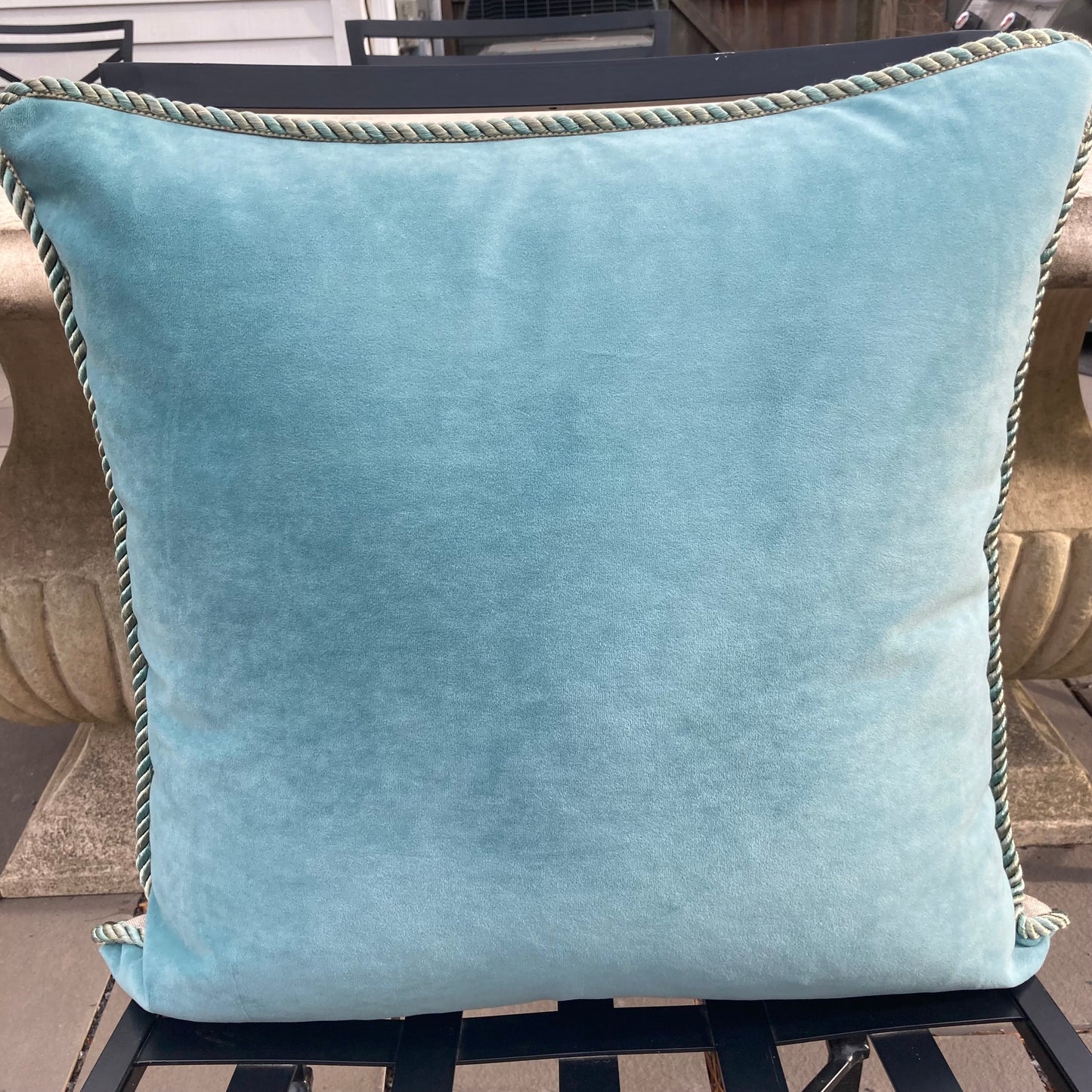 William Yeoward Linen and Velvet 25 x 25 Square Decorative Designer Pillow Back with Down Feather Insert