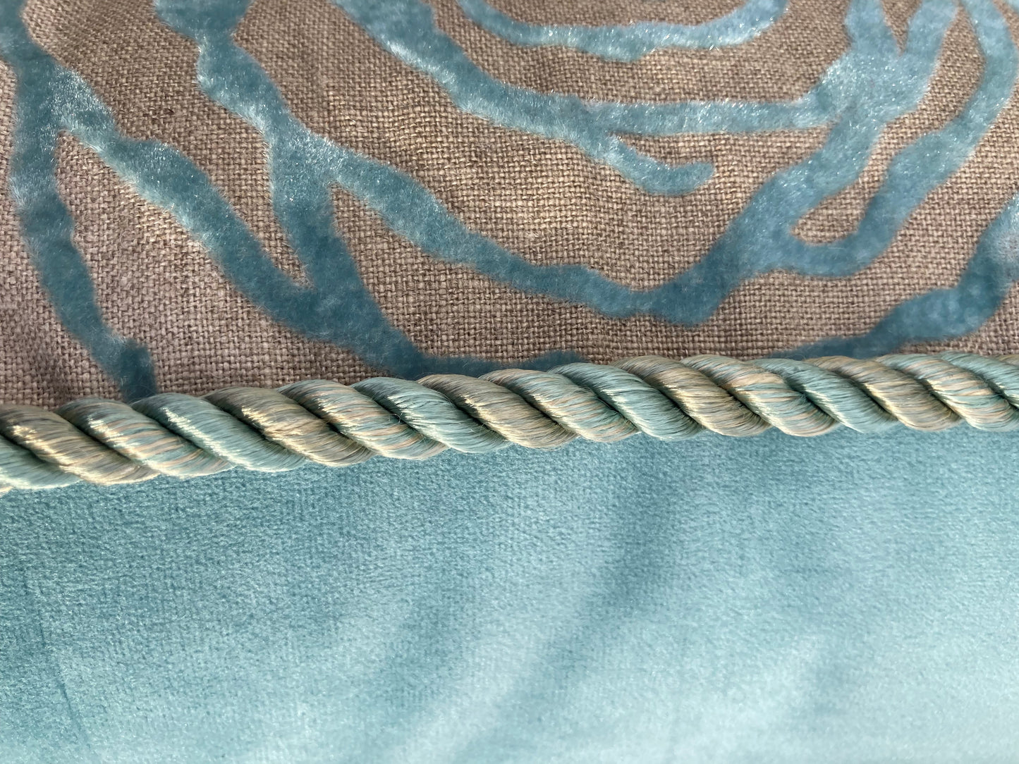William Yeoward Linen and Velvet 25 x 25 Square Decorative Designer Pillow Side with Down Feather Insert