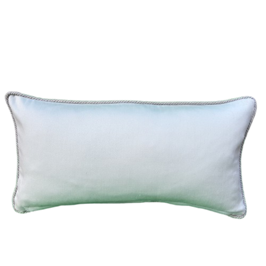 Embroidered Aqua Flora Panel 12 x 22 Decorative Pillow includes Down/ Feather insert