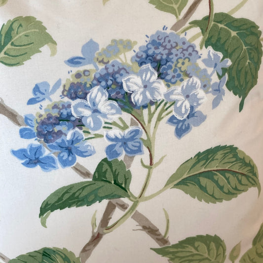 Colefax & Fowler Summerby Blue Hydrangea Twisted Branch Chintz 18 x 18 Square Designer Throw Pillow with Down Feather Insert