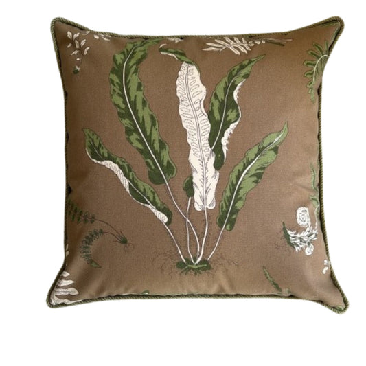 Miss De Wolfe in the Conservatory Iconic Scalamandre Cocoa 22 x22 Designer Pillow with Down Feather Insert