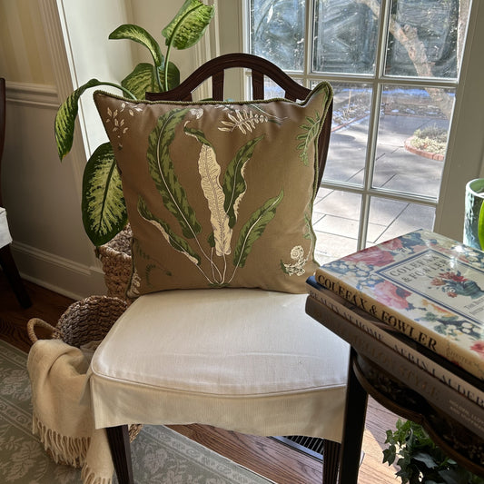 Miss De Wolfe in the Conservatory Iconic Scalamandre Cocoa 22 x22 Designer Pillow with Down Feather Insert