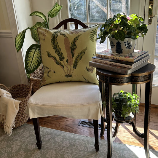 Miss De Wolfe in the Conservatory Iconic Scalamandre Green 22 x22 Designer Pillow with Down Feather Insert