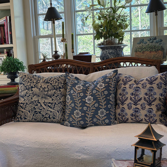 Sanderson Fleurie Trailing Vine 21 x 21 Decorative Pillow with Down/Feather Insert