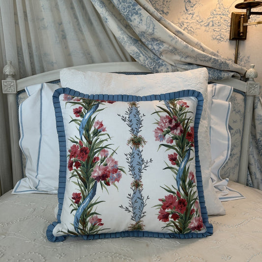 Radclyffe Stripe Jean Monro Chintz 16 x 16 Decorative Pillow with Down Feather Insert