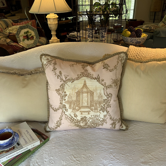 Garden Gazebo Shell PInk 22 x 22 Decorative Pillow with Down Feather Insert