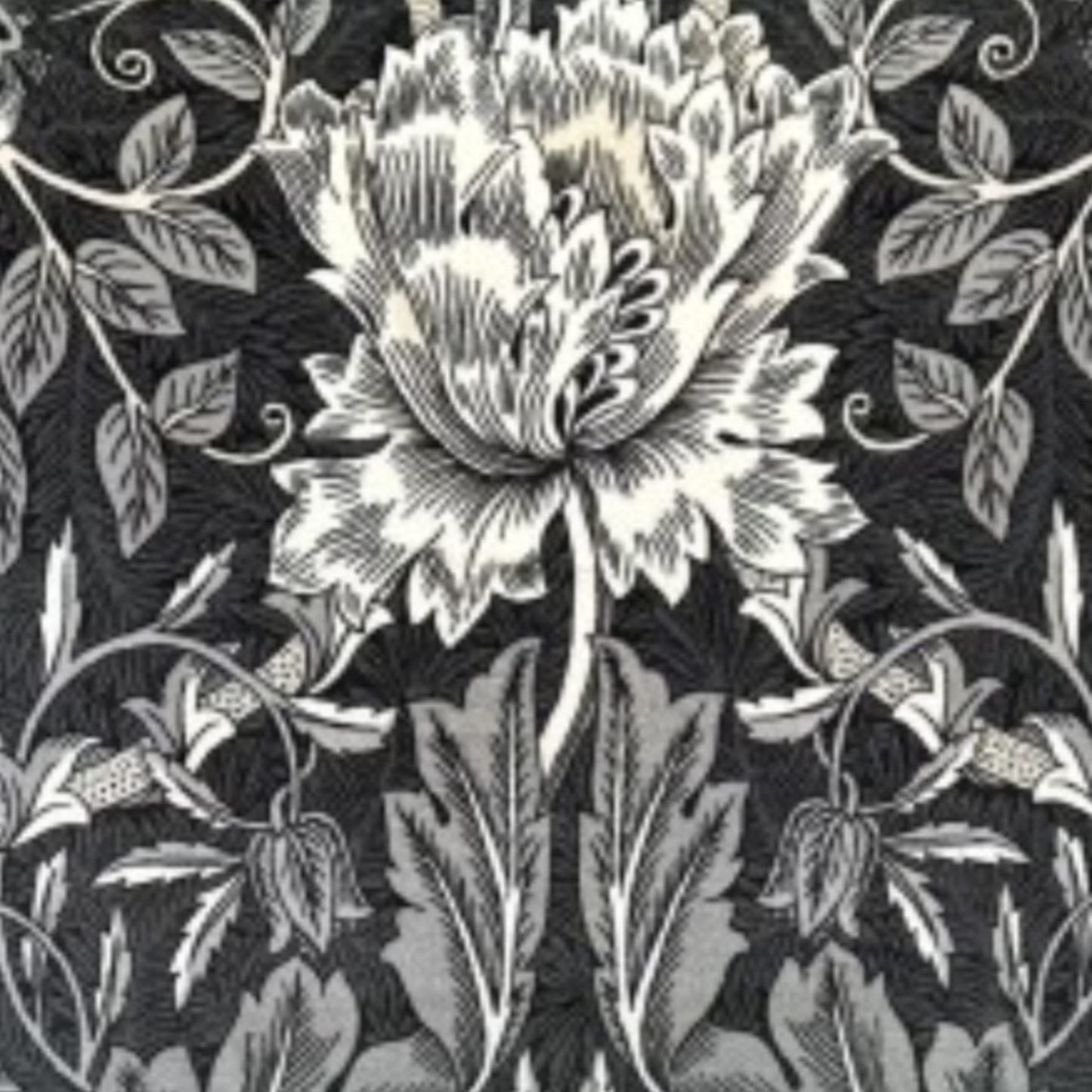 William Morris Honeysuckle and Tulip Shades of Grey Velvet 12 x 20 Decorative Pillow with Down Feather Insert