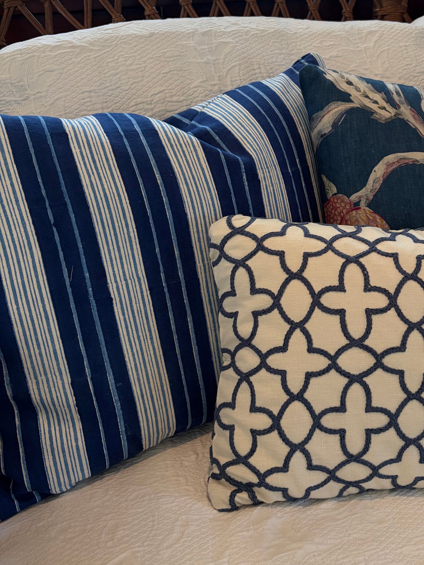 Robshaw Cabana Azure Blue Stripe 16 x 20 Decorative Pillow with Down/Feather Insert