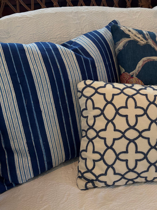 Robshaw Cabana Azure Blue Stripe 16 x 20 Decorative Pillow with Down/Feather Insert