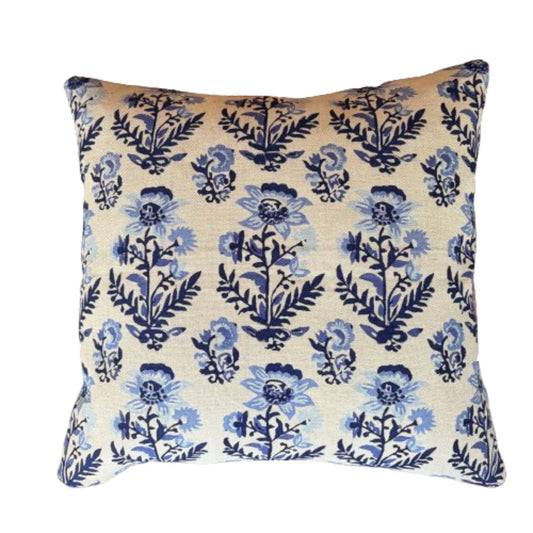 Robshaw Hina Azure Block Print 18 x 18 Decorative Pillow with Down/Feather Insert