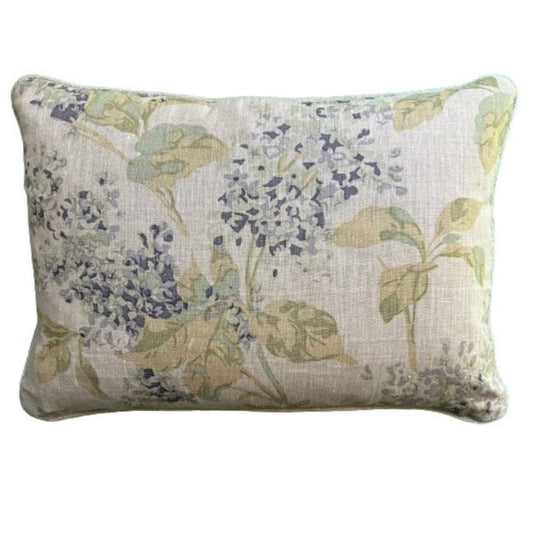Hand Printed Hydrangea 14 x 20 Rectangle Designer Pillow with Down Feather Insert
