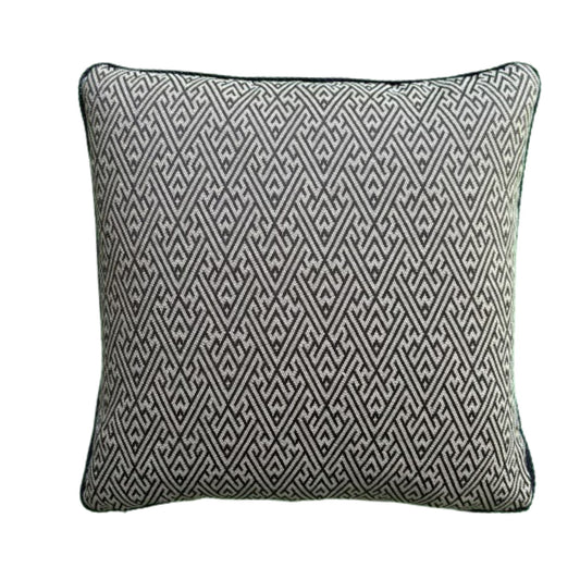 Calcutta Navy & Grey Hand Printed 18 x 18 Designer Pillow with Down Feather Insert