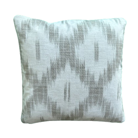 Andra Medallions Hand Print Pearl Grey 20 x 20 Decorative Pillow with Down Feather Insert
