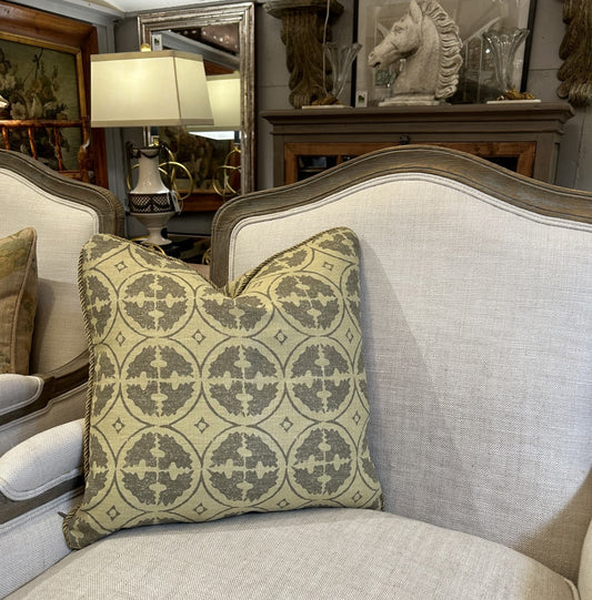 Kala Hand Screened Geometric Reversible Print 18 x 18 Designer Pillow with Down Feather Insert