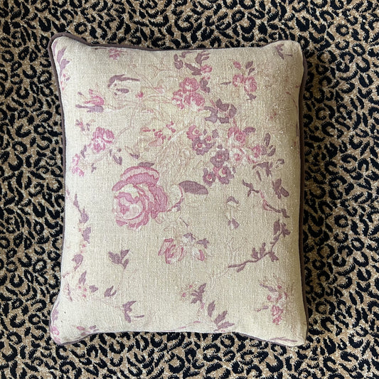 Cottage Rose with Stripe 16 x 20 Designer Pillow with Down Feather Insert