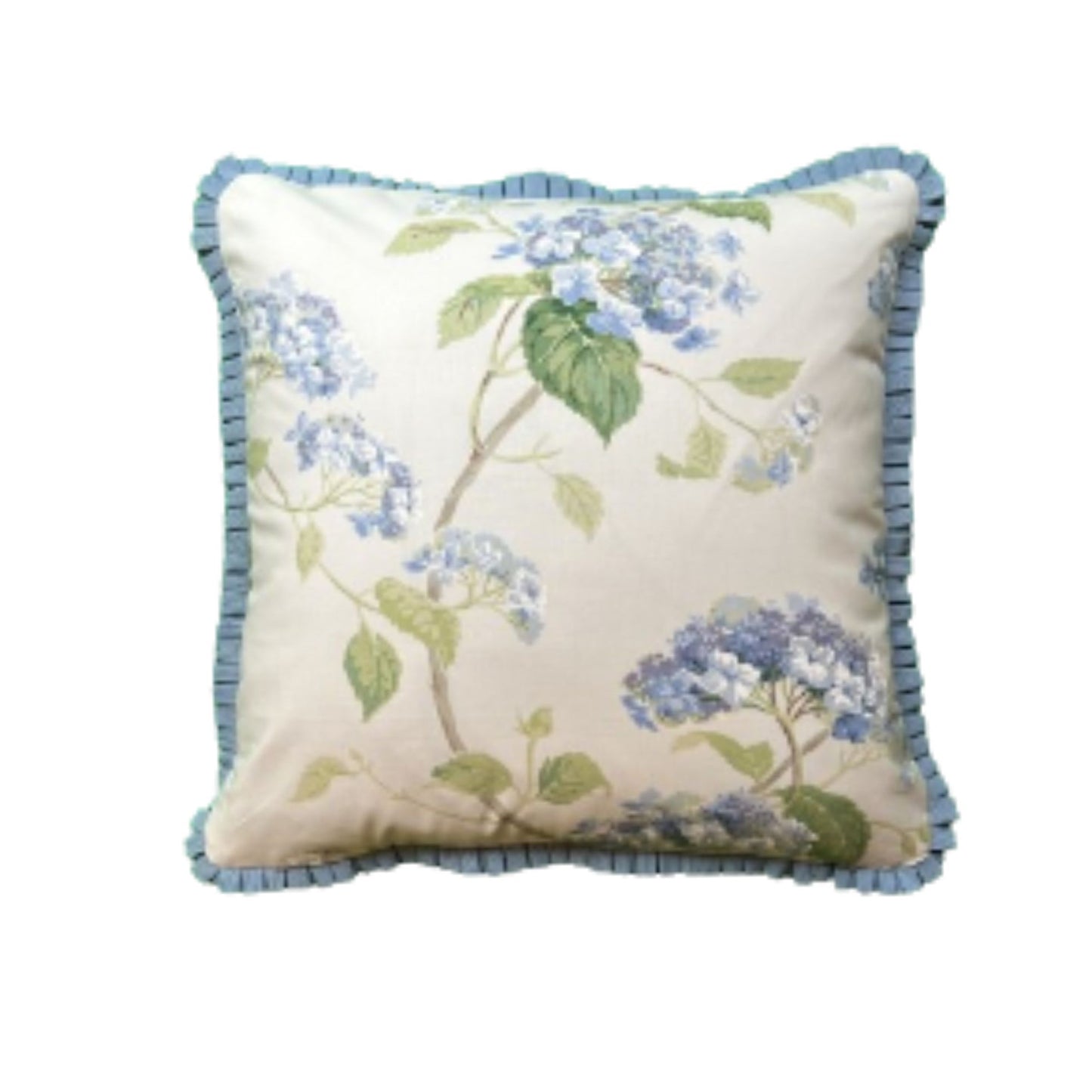 Colefax & Fowler Summerby Single Branch Blue Chintz 18 x 18 Square Designer Throw Pillow with Down Feather Insert