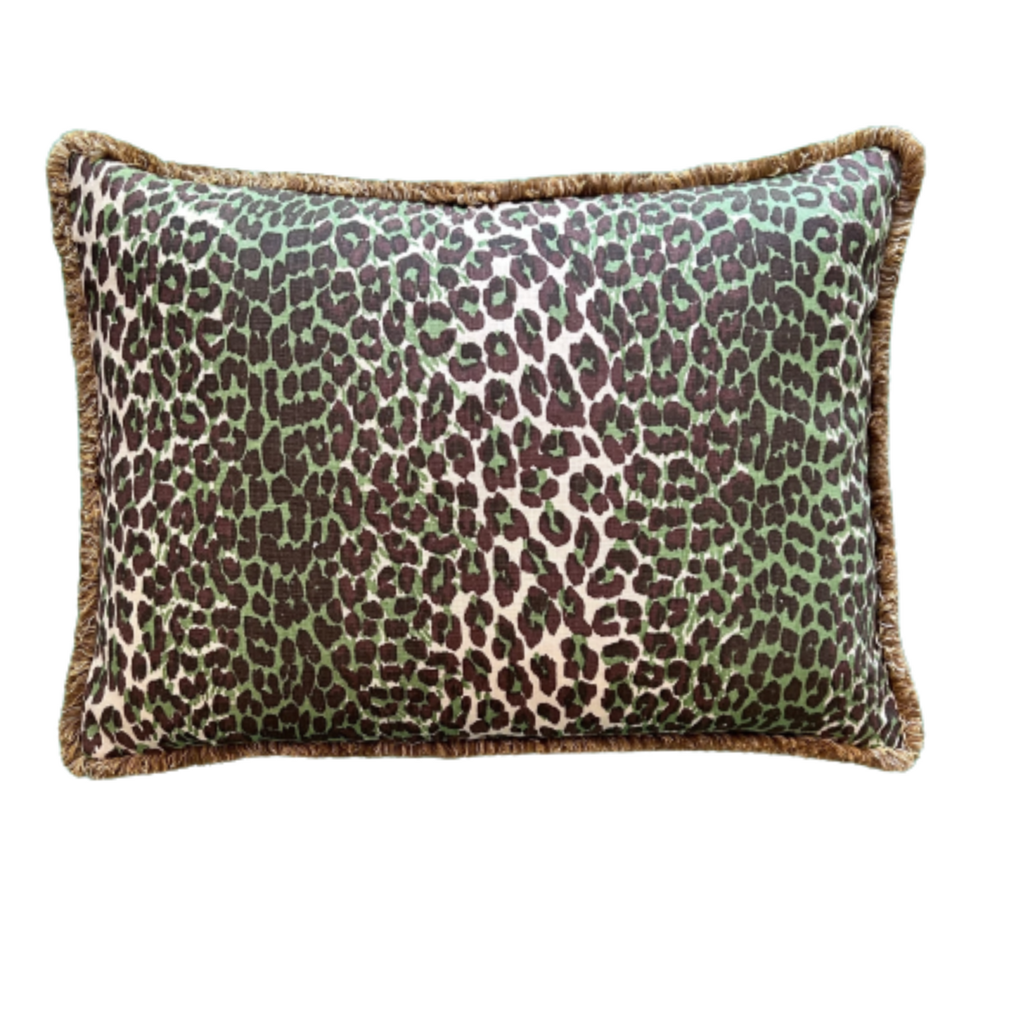 Safari Green Leopard Lumbar 16 x 20 Decorative Pillow with Down/Feather Insert