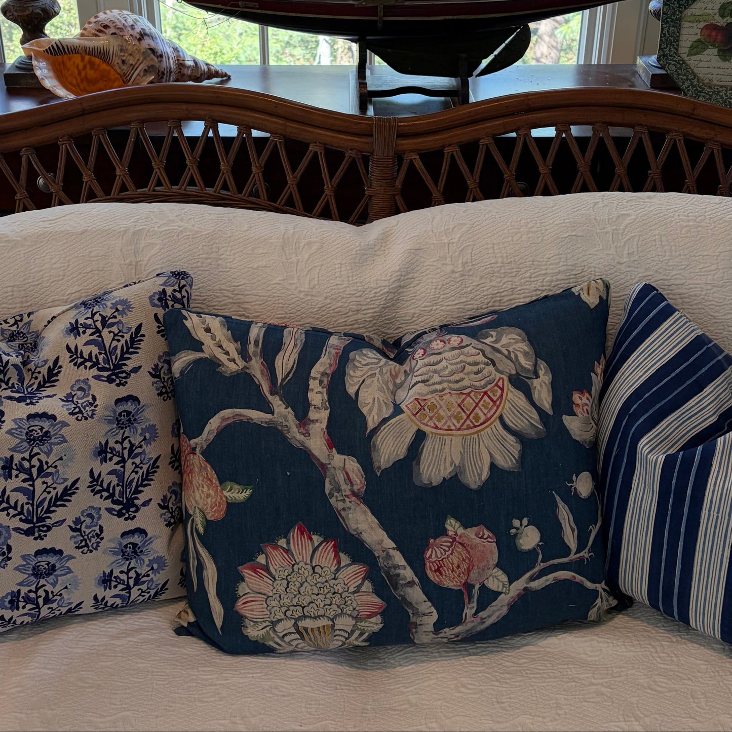 Zoffany Copes Tail Botanical Lake Blue 18 x 22 Decorative Pillow with Down/Feather Insert