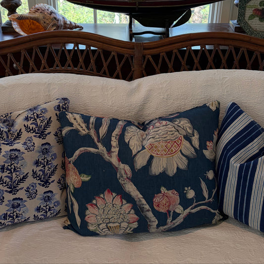 Zoffany Copes Tail Botanical Lake Blue 18 x 22 Decorative Pillow with Down/Feather Insert